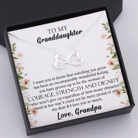 nfinity heart necklace for granddaughter with love message in a gift box