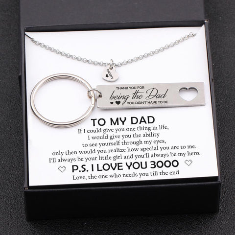 keychain and necklace gift set for dad with love message in a gift box