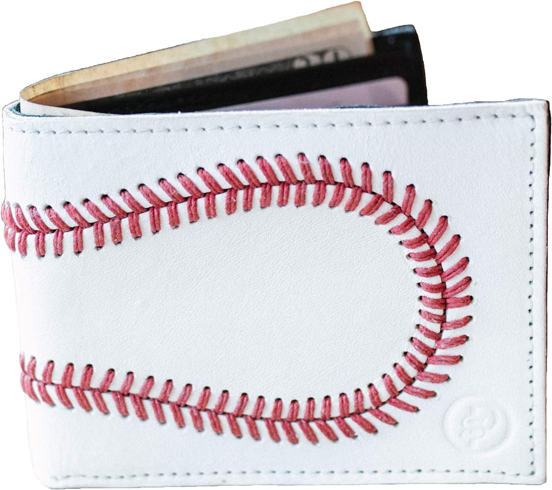 Carry the essence of the game in a leather baseball wallet
