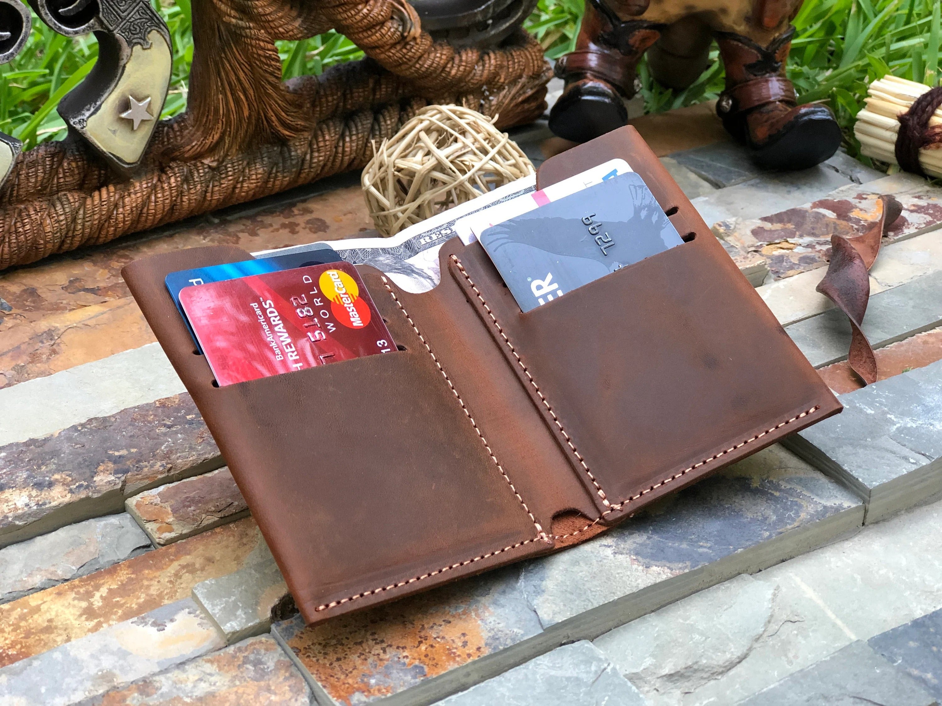 A sleek, genuine leather wallet in rich brown