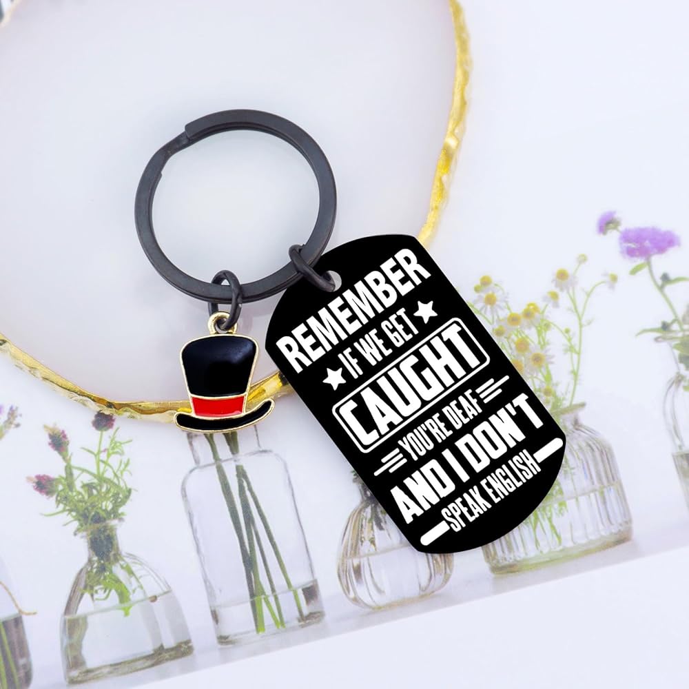 Keep your keys handy with a novelty keychain sporting a funny design