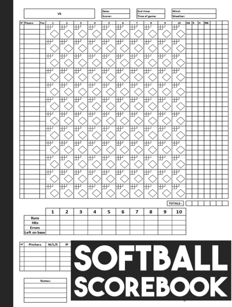 Track game stats with a detailed softball scorebook