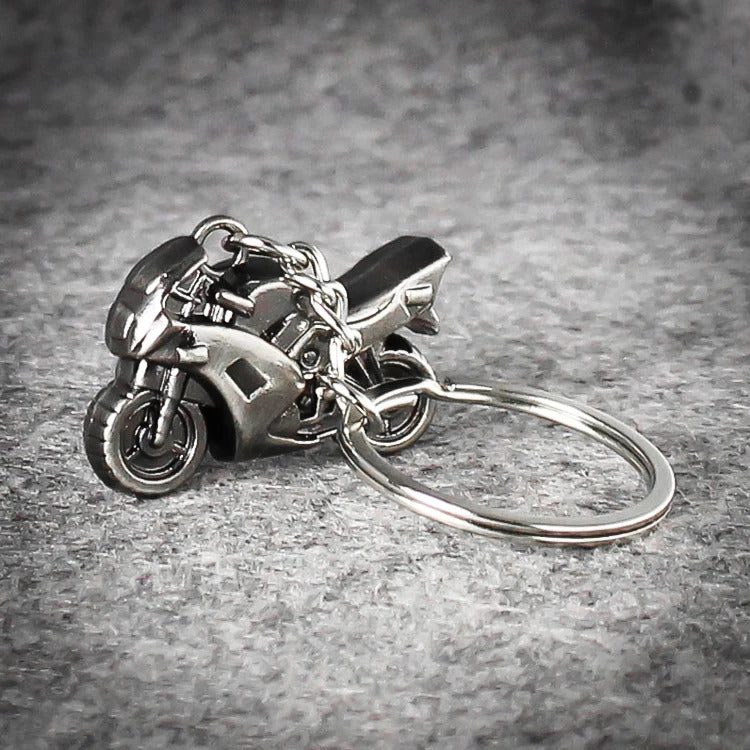 A durable stainless steel bike chain keychain for bikers