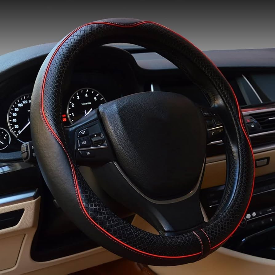 Add comfort and style with a steering wheel cover for a better grip