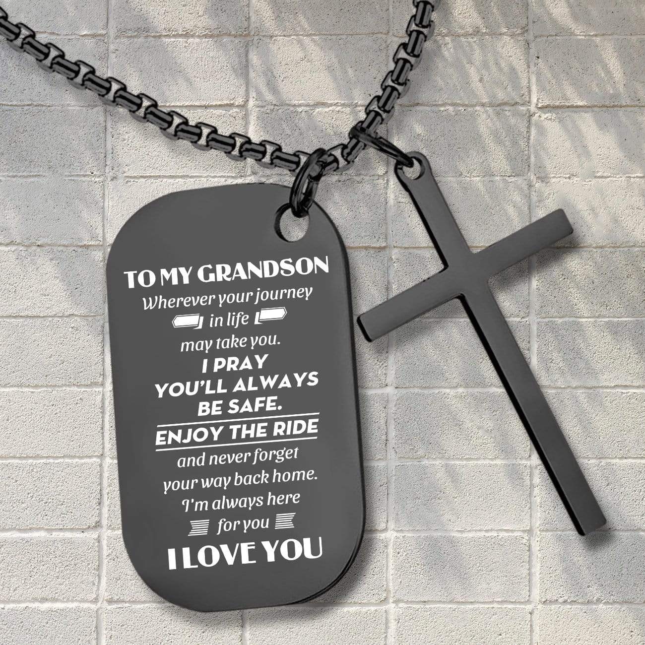 dog tag cross necklace family to my grandson i m always here for you gnew22008