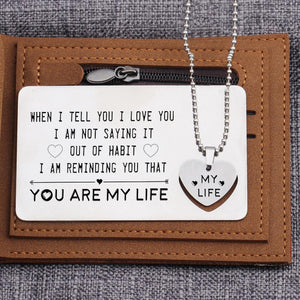 Gcc26006 - You Are My Life - Wallet Card Insert And Heart Necklace Set