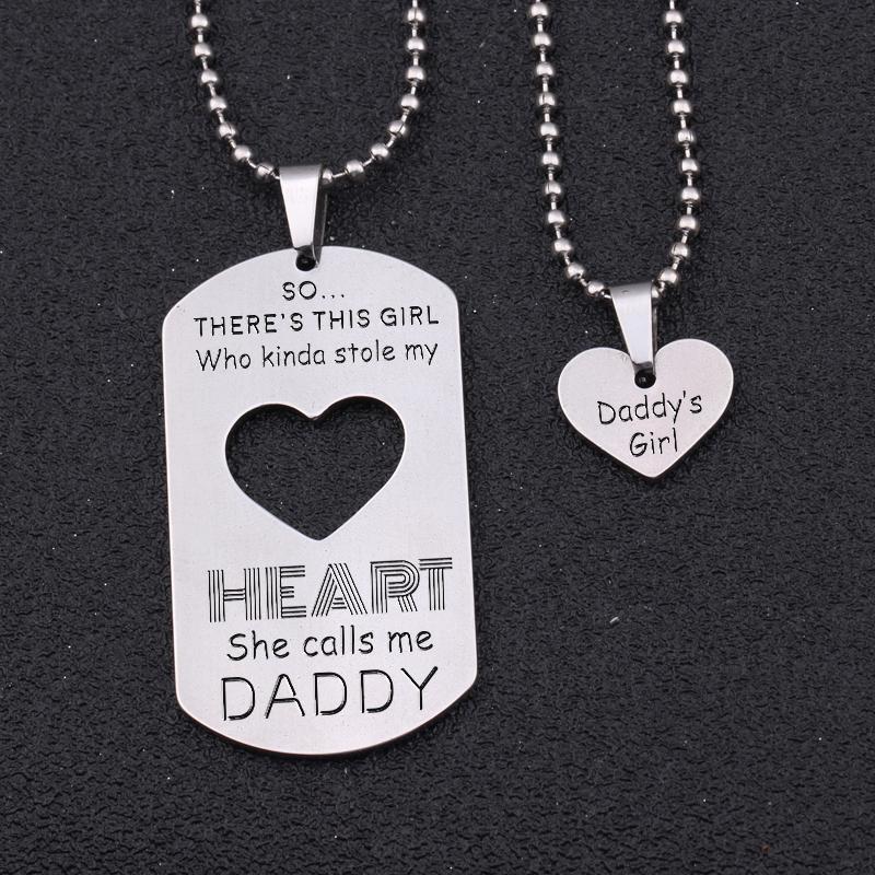 daddy's girl dog tag heart pendant
