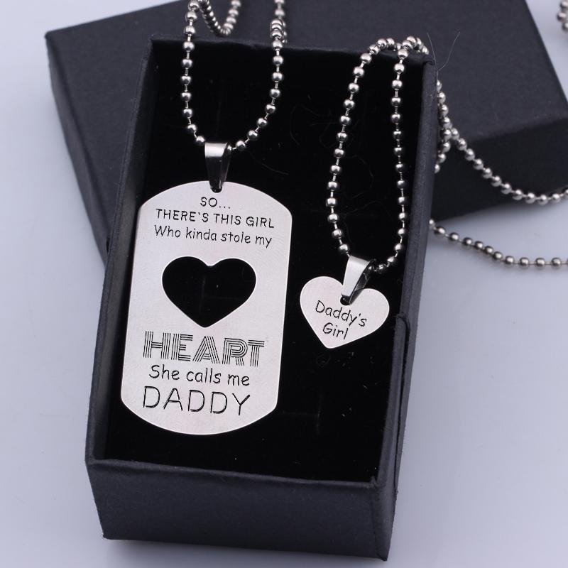 daddy's girl dog tag heart pendant