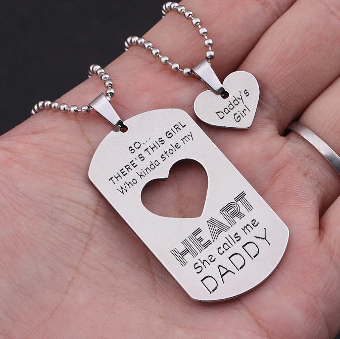 daddy's girl dog tag heart pendant