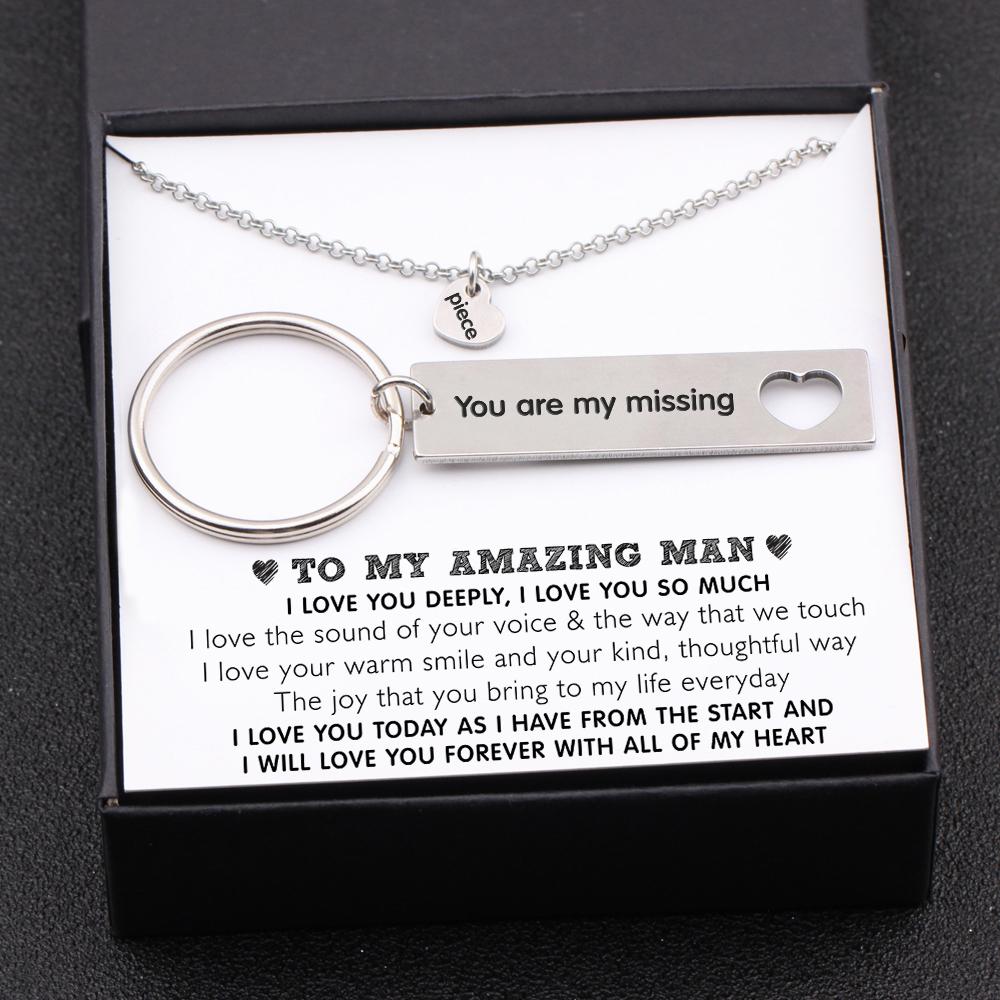 Heart Necklace Keychain Gift Set To My Amazing Man I Love You To Petlovegift