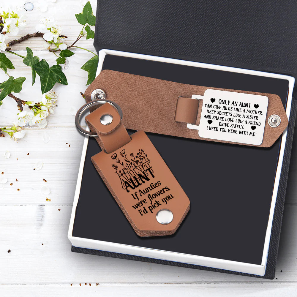 Message Leather Keychain - Family - To My Aunt - Only An Aunt Can Give Hugs Like A Mother - Gkeq30002