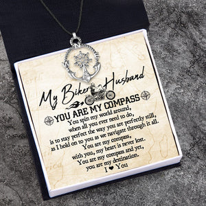 Vintage Anchor Compass Necklace - Biker - To My Biker Husband - You Are My Compass - Gnfx26001