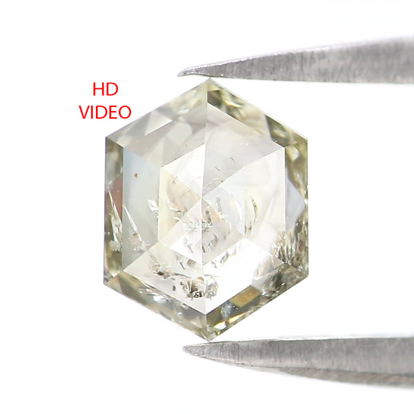 Natural Loose Hexagon Green Color Diamond 0.87 CT 6.69 MM Hexagon Shape Rose Cut Diamond L2604