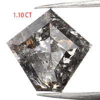 1.10 CT Natural Loose Diamond, Pentagon Cut Diamond, Salt And Pepper Diamond, Black Gray Diamond, Pentagon Shape, Rose Cut Diamond, KDL601