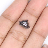 Natural Loose Shield Salt And Pepper Diamond Black Grey Color 1.59 CT 6.80 MM Shield Shape Rose Cut Diamond L2300