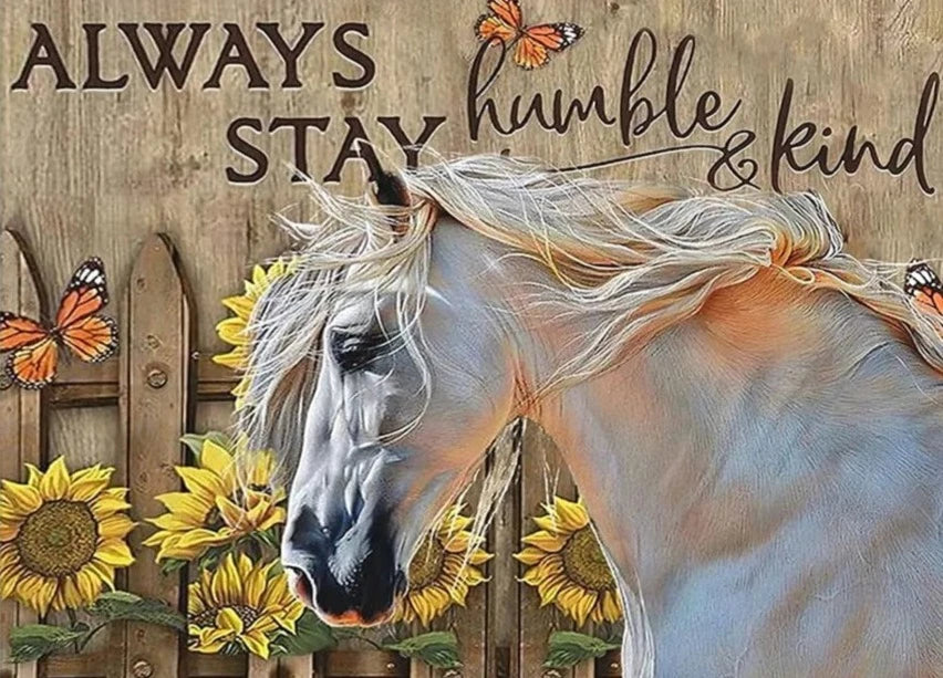 Horse With Sunflowers - Animal Diamond Painting Kit, Full Round/Square 5D Diamonds