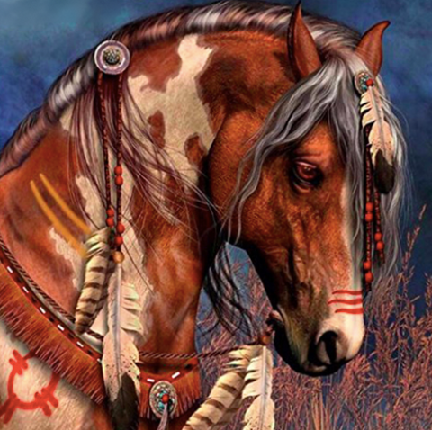 Feather Horse Diamond Art - Native American Diamond Painting, Full Rou– Diamond  Paintings Store