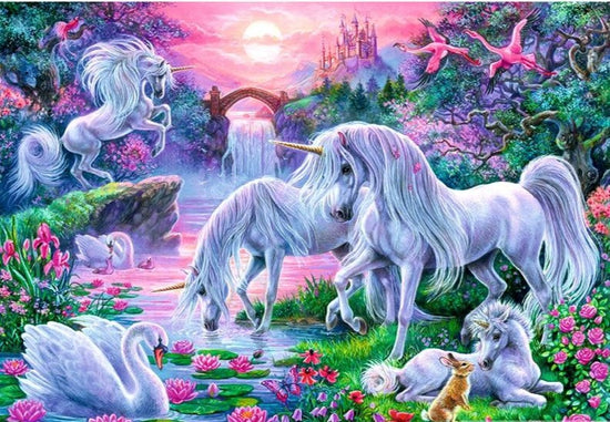 Rainbow Unicorn (velvet cloth) AB drill full round/square diamond painting