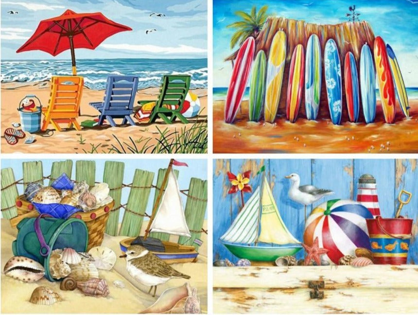 Full Square Drill Diamonds | Scenic Beach Diamond Painting Kits | DIY ...