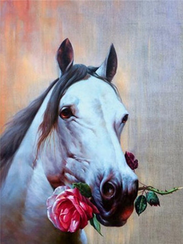 Aesthetic White Horse Diamond Painting 