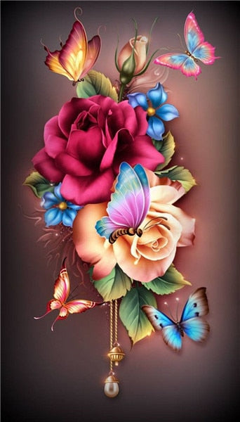 DIY Floral Diamond Painting Kits | Full Round 5D Diamonds | Flower Por ...