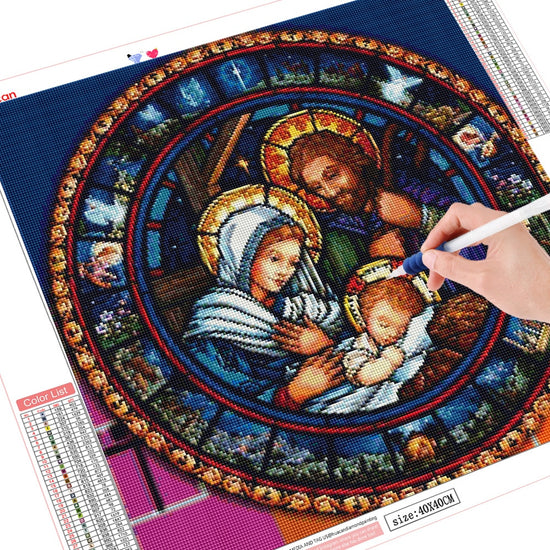 5D Diamond Painting Abstract Mary & Baby Jesus Angel Kit - Bonanza