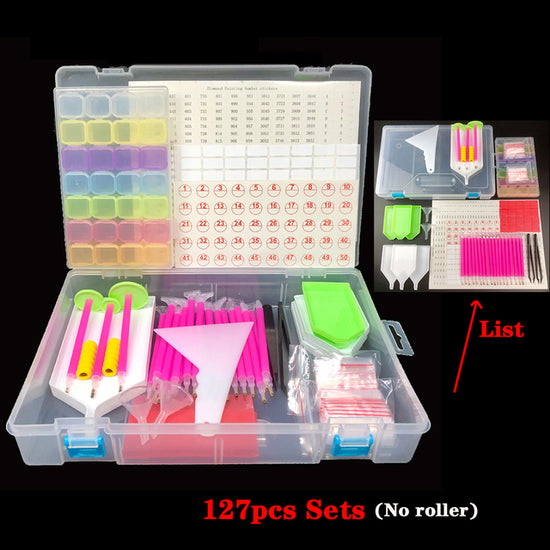 Diamond Painting Kit, Includes Accessory Storage Box, Fixing Tool, Roller,  Tweezers, Dotting Pens (305 Pieces)