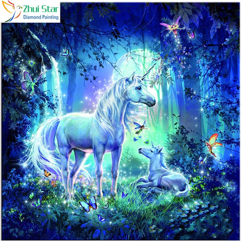 QIAONIUNIU Diamond Painting Kits for Kids, Dot Art Crafts Animals Unicorn Pony Horse