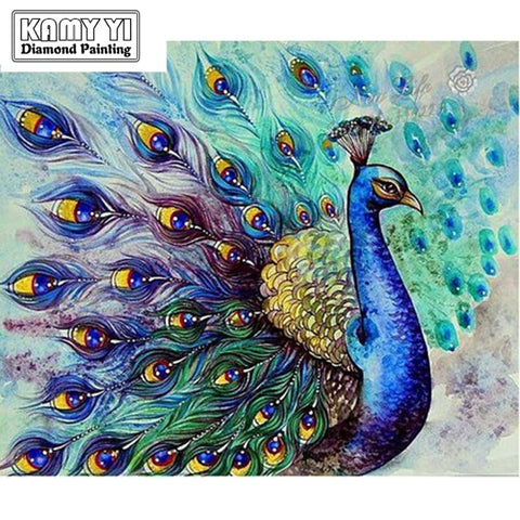 Peacock Diamond Painting Full Round/square Drill Mosaic Picture Landscape  Diamond Embroidery Full Display 5d Decor 