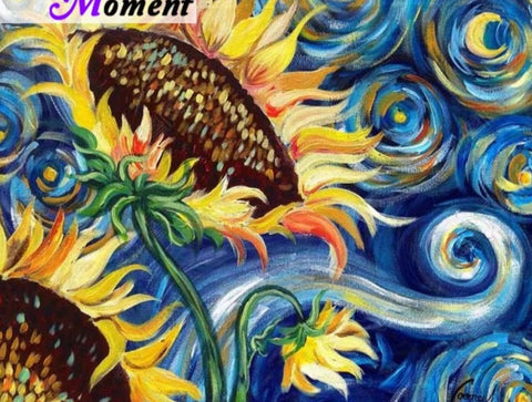 Stained Glass Sunflower 45*45cm(canvas) full round drill diamond painting