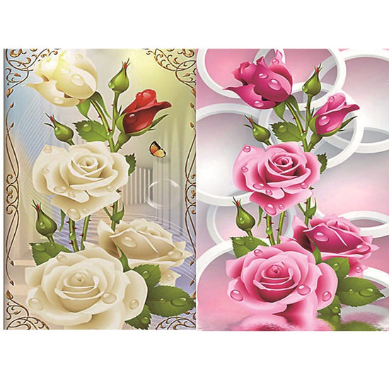 5D DIY Diamond Painting White Pink Rose Flowers Cross Stitch Diamond E– Diamond  Paintings Store