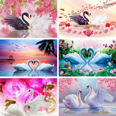 Beginner 5D Diamond Painting Small Kit Swan And Butterfly Full