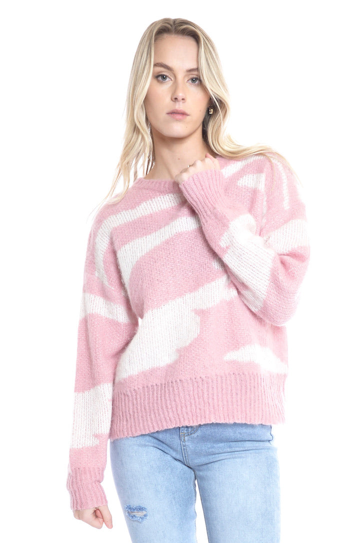 Zebra Knit Sweater Pink Ntrinsicstudio - pink zebra jumper roblox