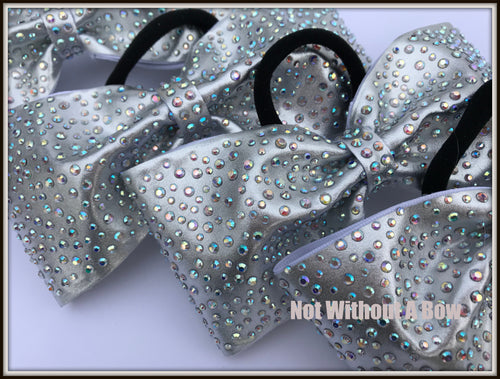 Teal and Black Ombré Glitter Tailless Rhinestone Bow Cheer 