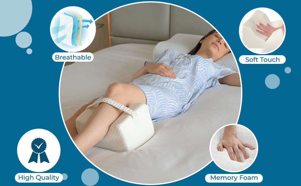 Our Featured Products Flexicomfort Knee Pillow for Side Sleepers -  Removable Memory Foam, lower back pain pillow for sleeping