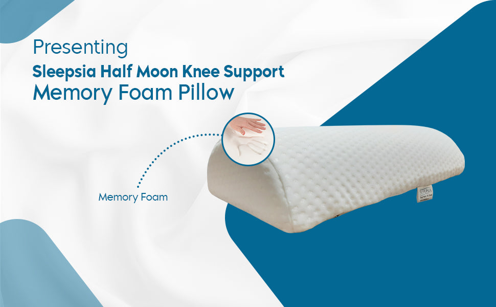 1pc Half Moon Memory Foam Pillow For Lumbar Support, Detachable & Washable  Cover, Gray