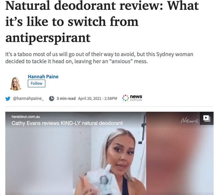 Herald Sun: Natural Deodorant Review: What It's Like To Switch From Antiperspirant