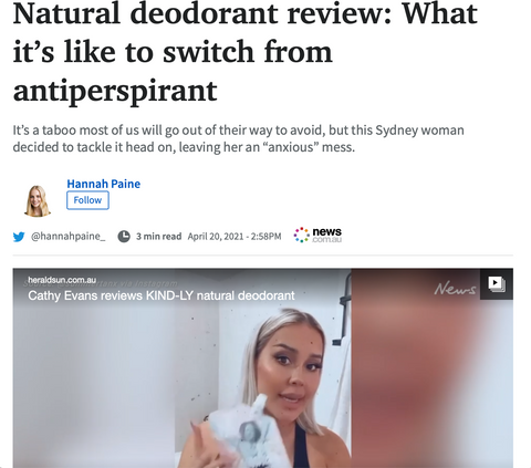 KINDLY Natural Deodorant Review Herald Sun