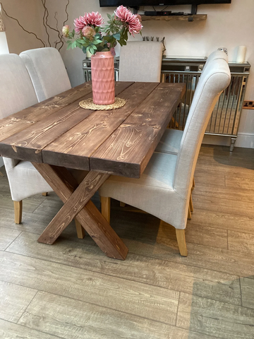 Chunky rustic dining table with chairs