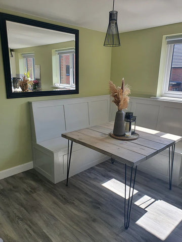 Reclaimed wood coffee shop table