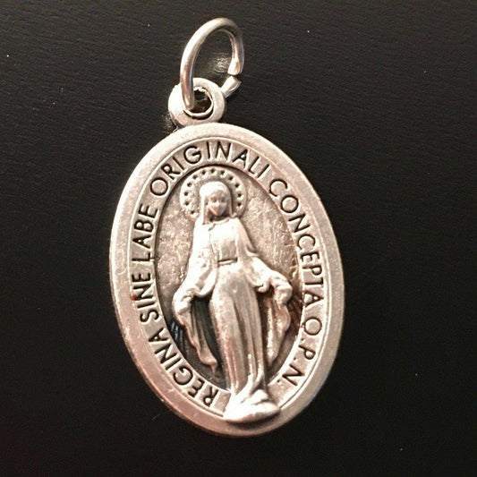 Medalla Milagrosa Pequeña - Colgante Esmalte Azul - Virgen María -  Santísima – Catholically