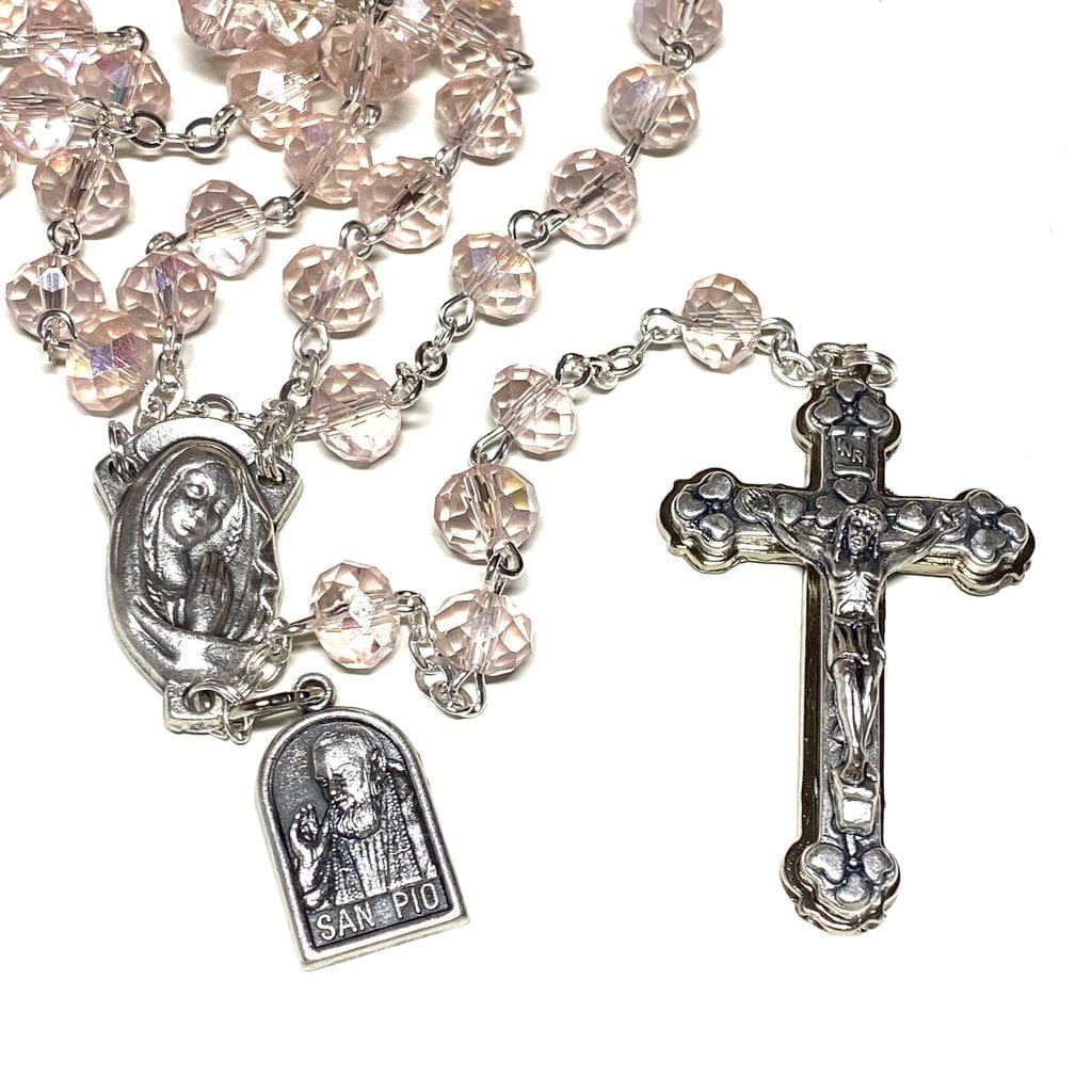 Padre Pio Pink Rosary Blessed By Pope W/ 2Nd Class Relic - St. Father Pio-Catholically