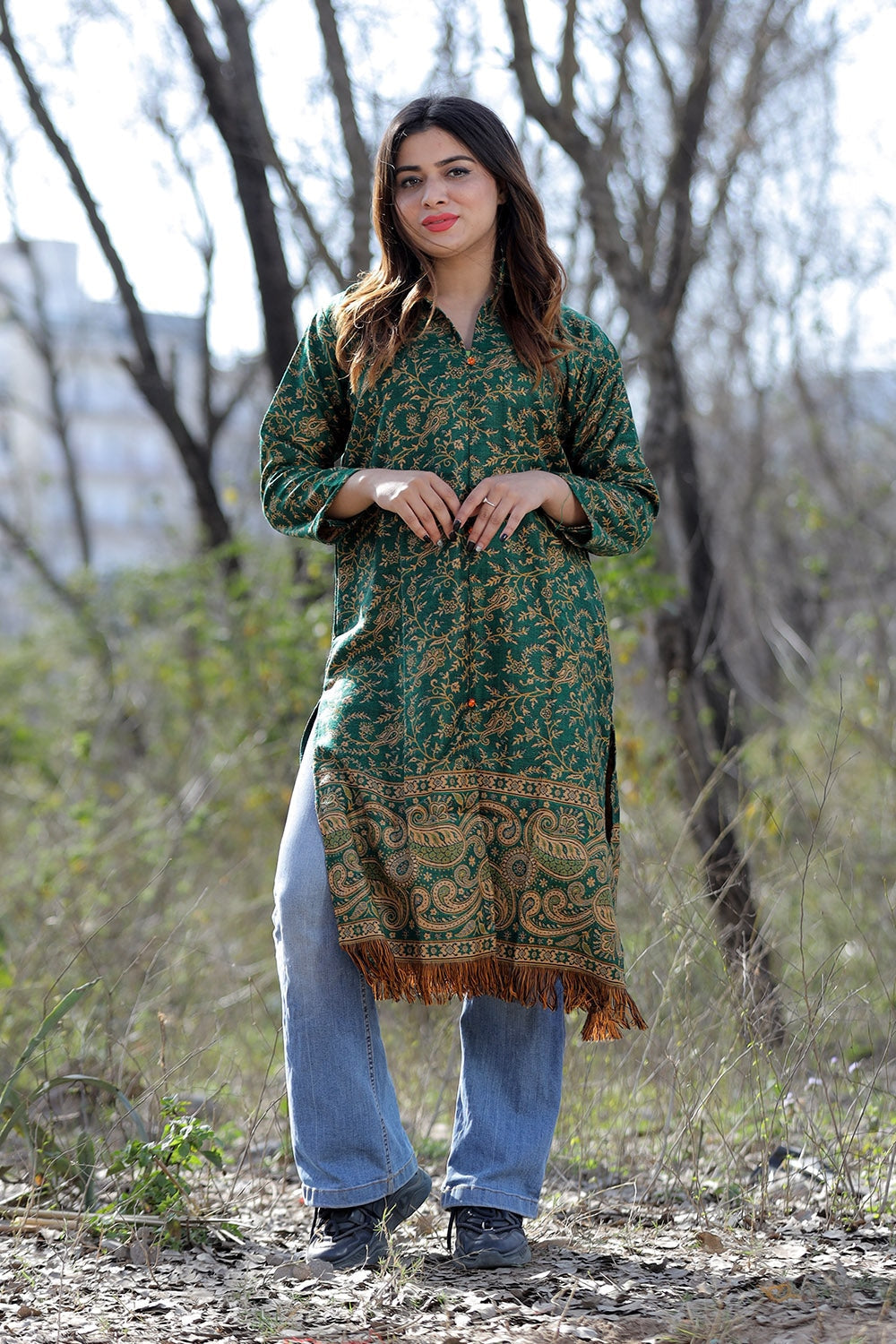 cotton kurti with kashmiri motifs with latest fashion trend at  Rs.1763/Piece in jammu offer by Kashmir villa