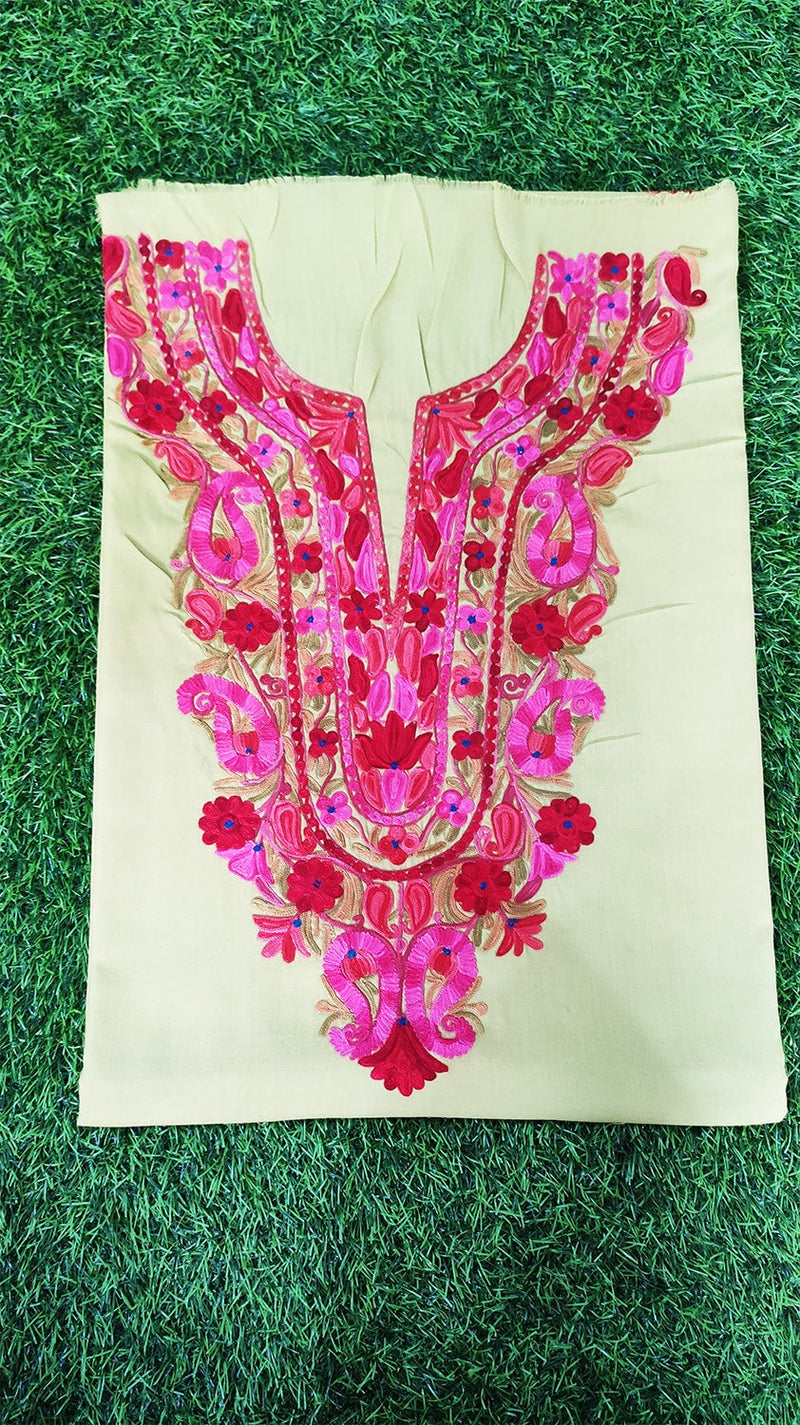 Pista color hand aari work embroidered salwar kameez enriched designe ...