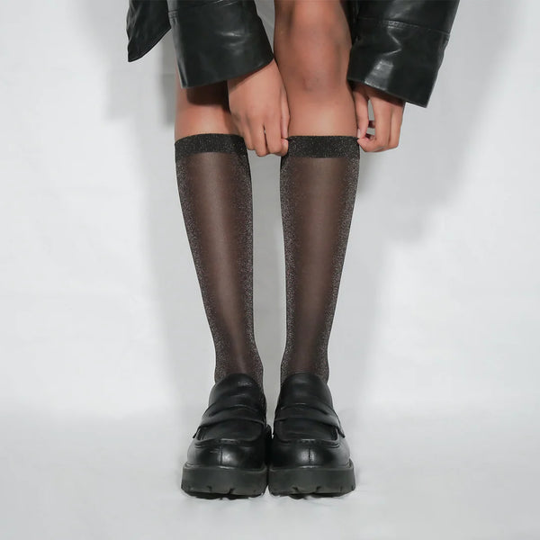 sheer sparkle knee high socks