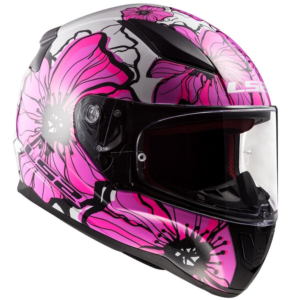 Casco de Mujer LS2 FF353 Rapid Poppies Rosa Blanco – esnakizar.com