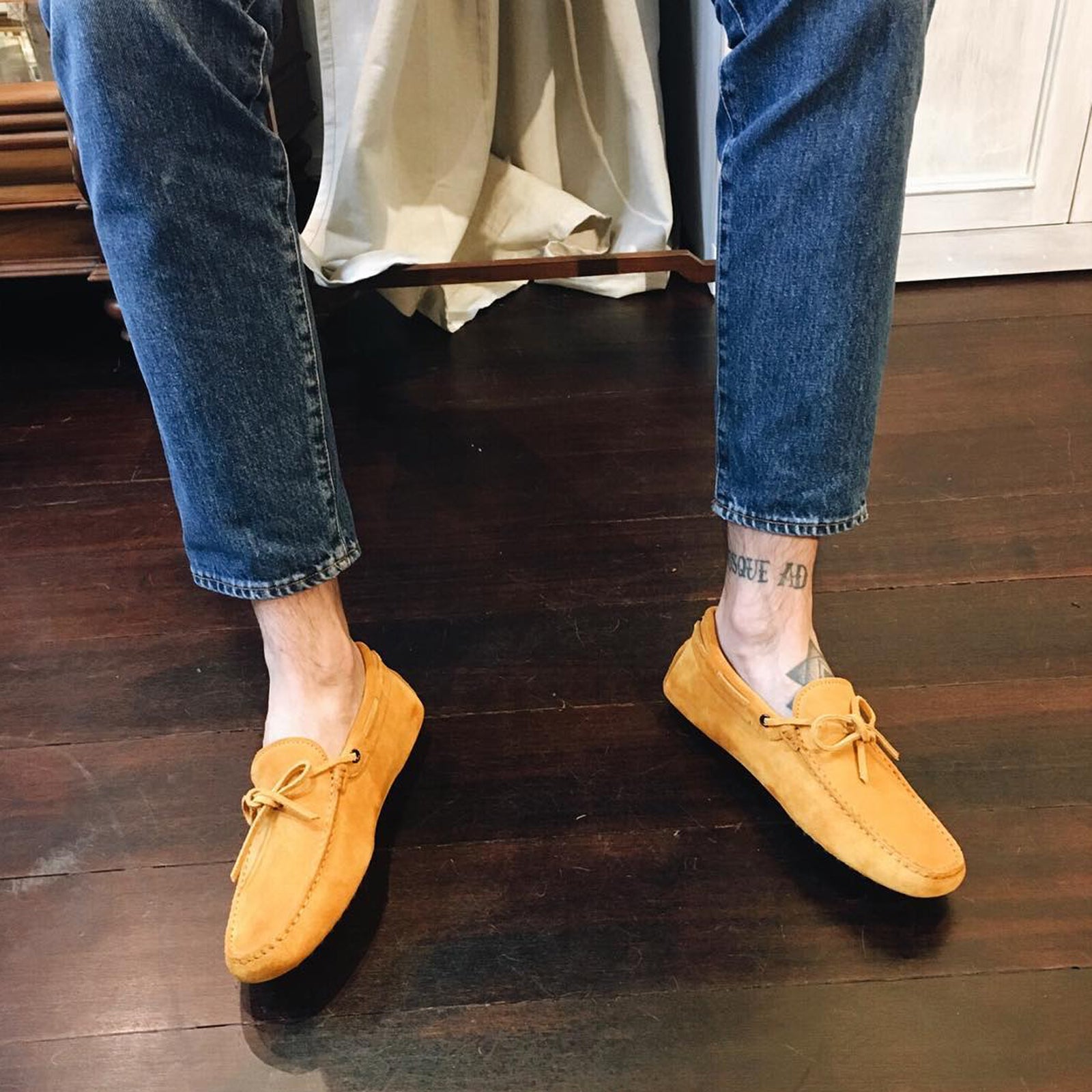 Buy Yellow Suede 'Gommino' LOAFERS 