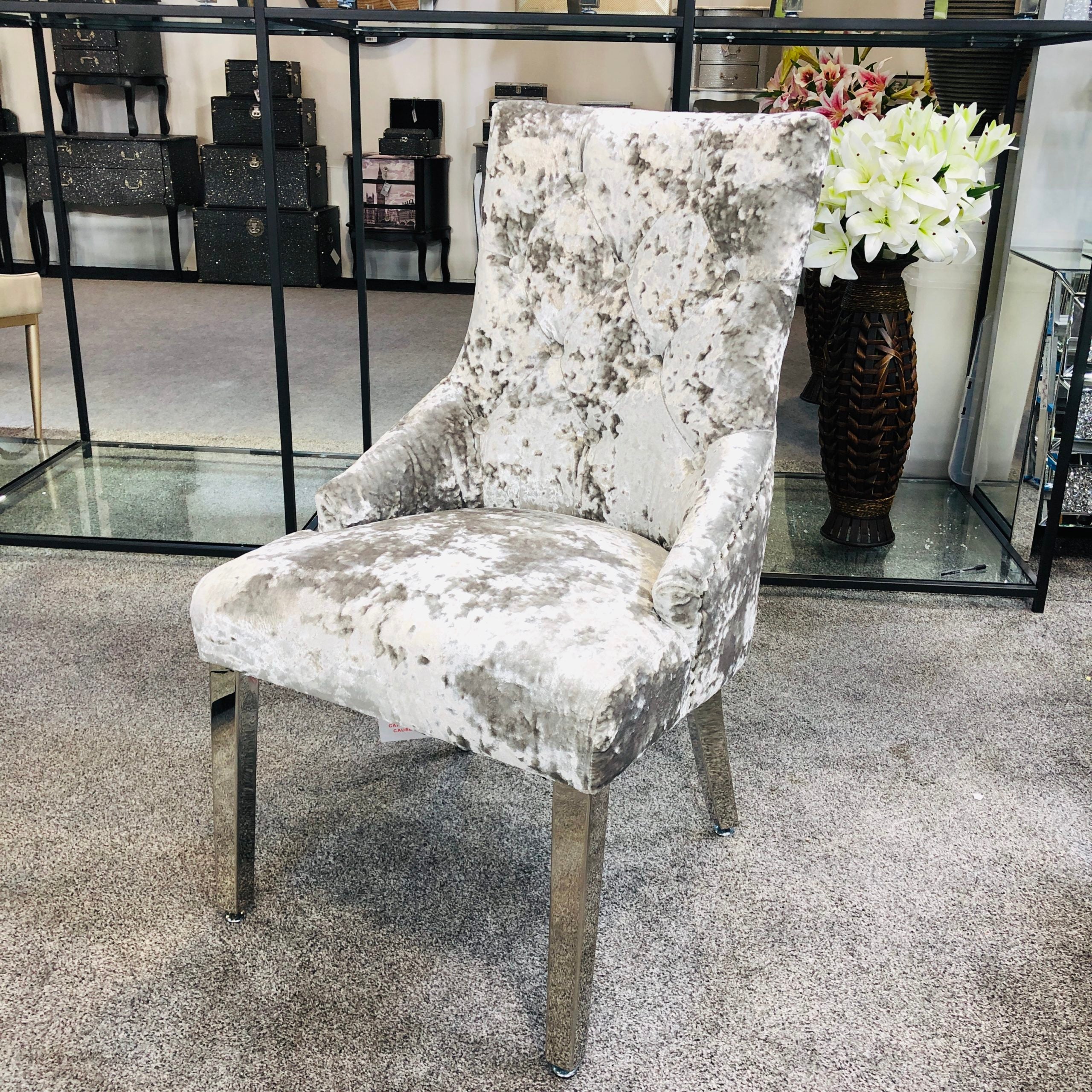 crushed velvet silver dining chairs