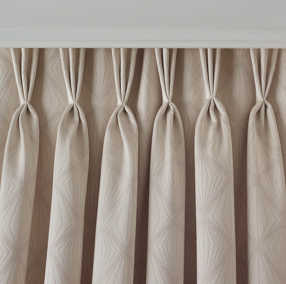 A image displaying the heading style of pencil pleat curtains 