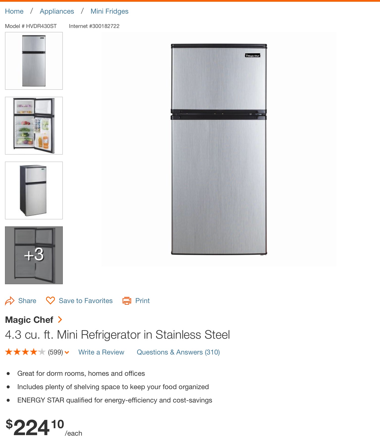 Mini Refrigerator In Stainless Steel By Ft Magic Chef 4 3 Cu